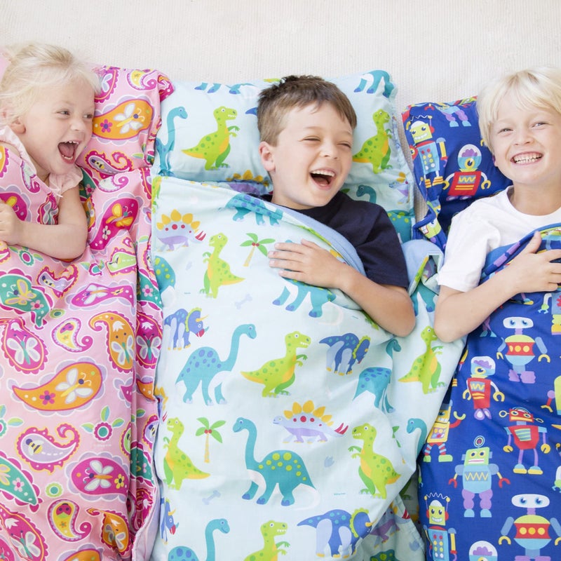 Wildkin Kids Original Nap Mat â€“ Cozy Kids Sleep Mat with Pillow, Ideal for School & Travel - Pink and Gold Stars - Image 2